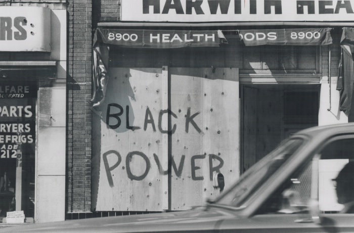 Boarded up. Black Power closes a store